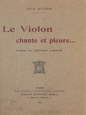 cover image of Le violon chante et pleure...